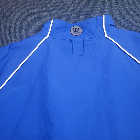 Warrior Sports Mens XL Royal Blue Windbreaker Full Zip Mesh Lined Jacket Piping - Picture 13 of 14